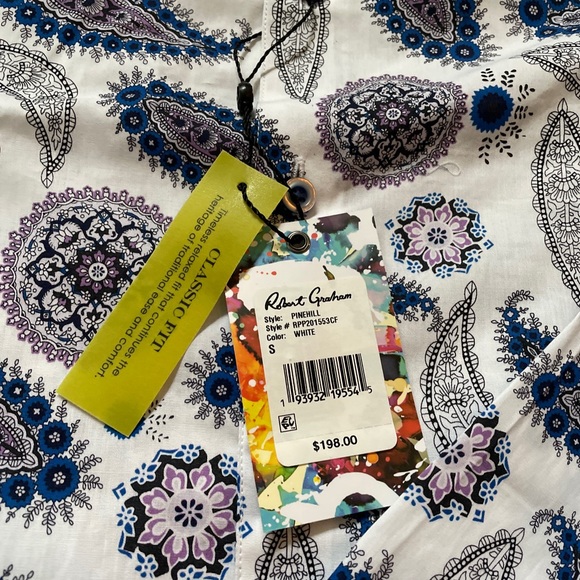 NWT ROBERT GRAHAM designer shirt paisley shirt - Picture 2 of 8